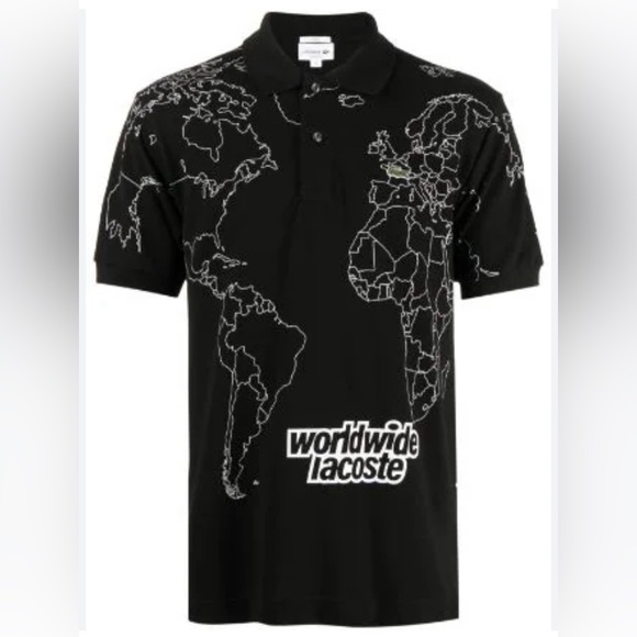 LACOSTE Original L.12.12 PLANISPHERE Polo, Black, Size XL, NWOT - Picture 1 of 10